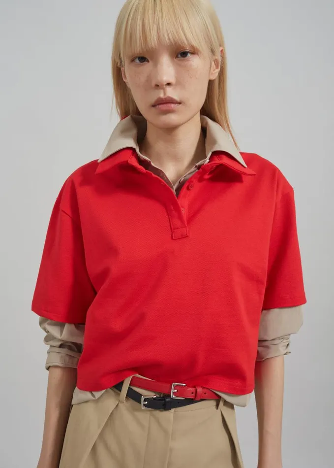 Clothing Women The Frankie Shop Dawson Cropped Polo 8211 Red