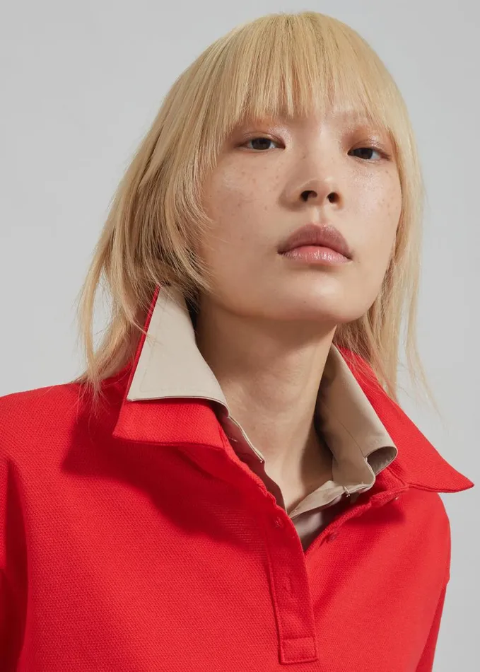 Clothing Women The Frankie Shop Dawson Cropped Polo 8211 Red