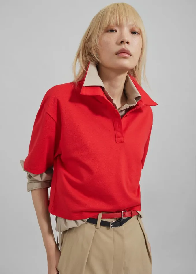 Clothing Women The Frankie Shop Dawson Cropped Polo 8211 Red