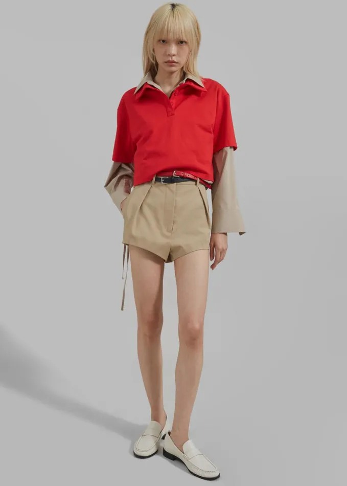 Clothing Women The Frankie Shop Dawson Cropped Polo 8211 Red