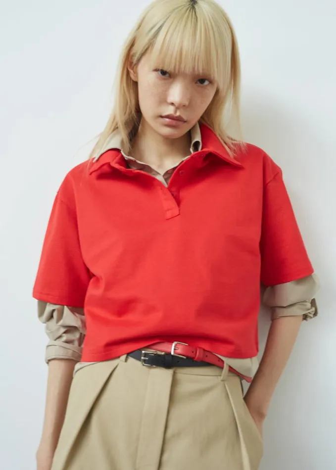 Clothing Women The Frankie Shop Dawson Cropped Polo 8211 Red