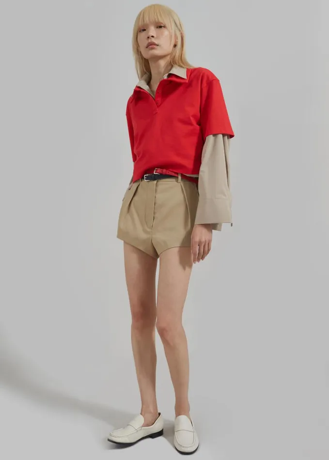 Clothing Women The Frankie Shop Dawson Cropped Polo 8211 Red