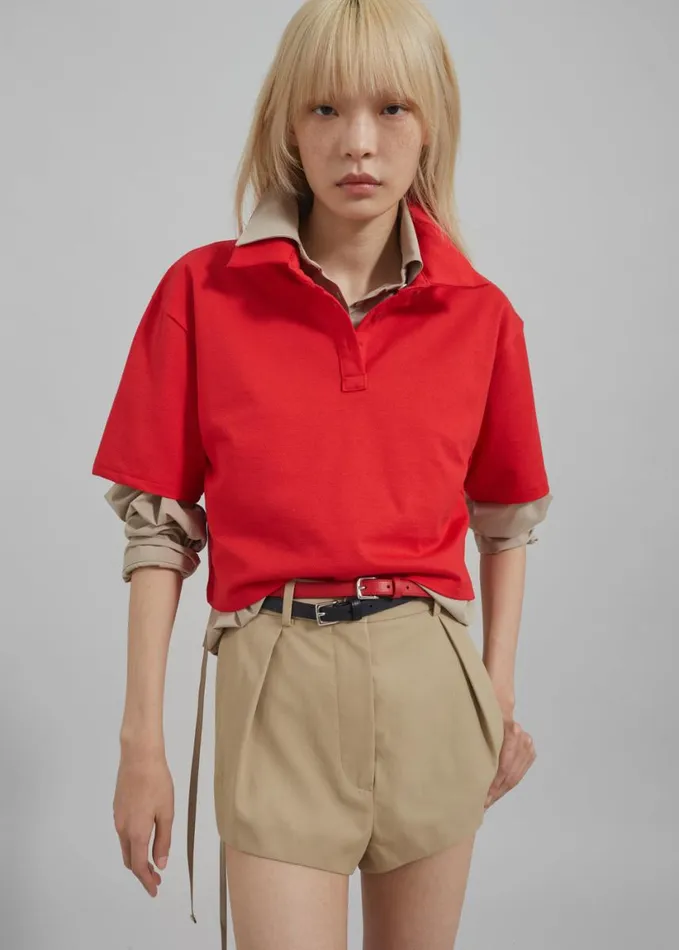 Clothing Women The Frankie Shop Dawson Cropped Polo 8211 Red