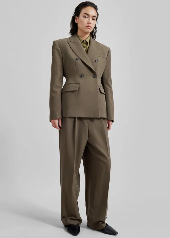 Clothing Women The Frankie Shop Dina Double Breasted Blazer 8211 Khaki