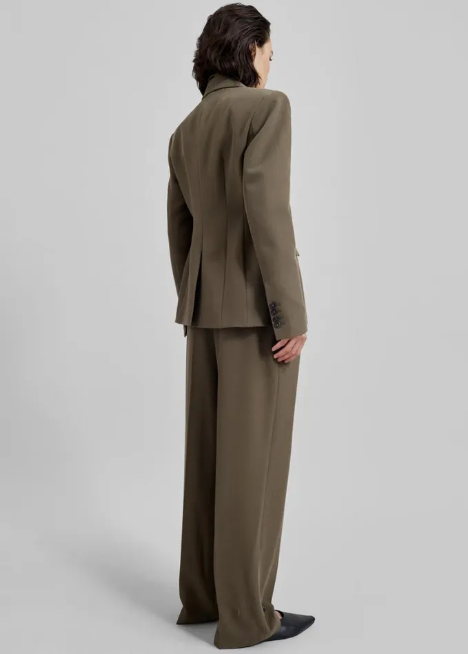 Clothing Women The Frankie Shop Dina Double Breasted Blazer 8211 Khaki