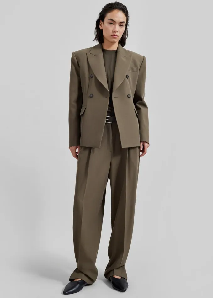 Clothing Women The Frankie Shop Dina Double Breasted Blazer 8211 Khaki
