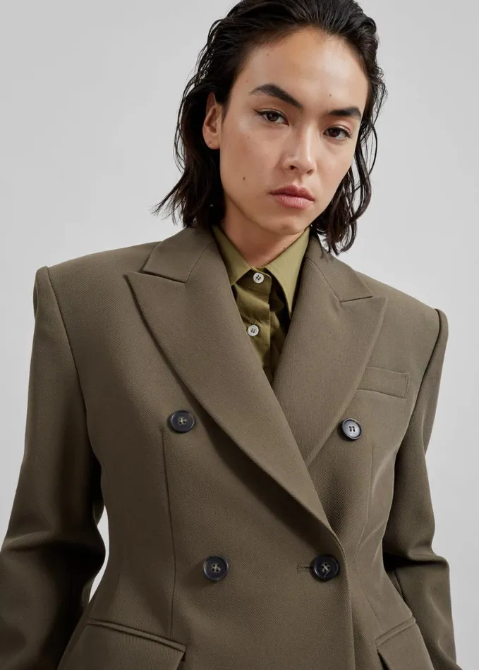 Clothing Women The Frankie Shop Dina Double Breasted Blazer 8211 Khaki