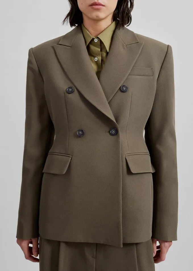 Clothing Women The Frankie Shop Dina Double Breasted Blazer 8211 Khaki