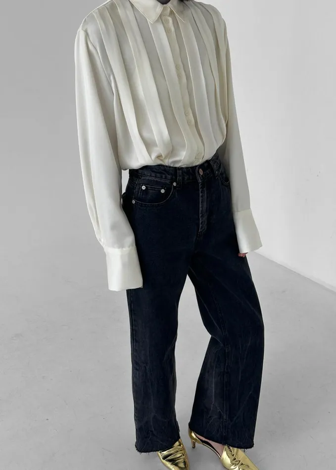 Clothing Women The Frankie Shop Elliana Front Pleated Blouse 8211 Cream