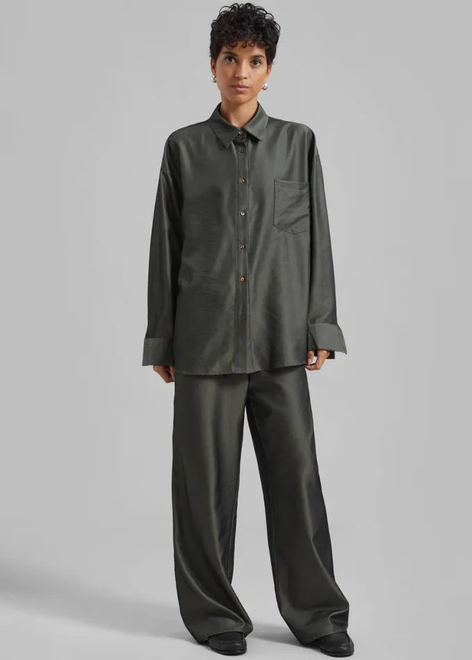 Clothing Women The Frankie Shop Ethel Pants 8211 Peacock