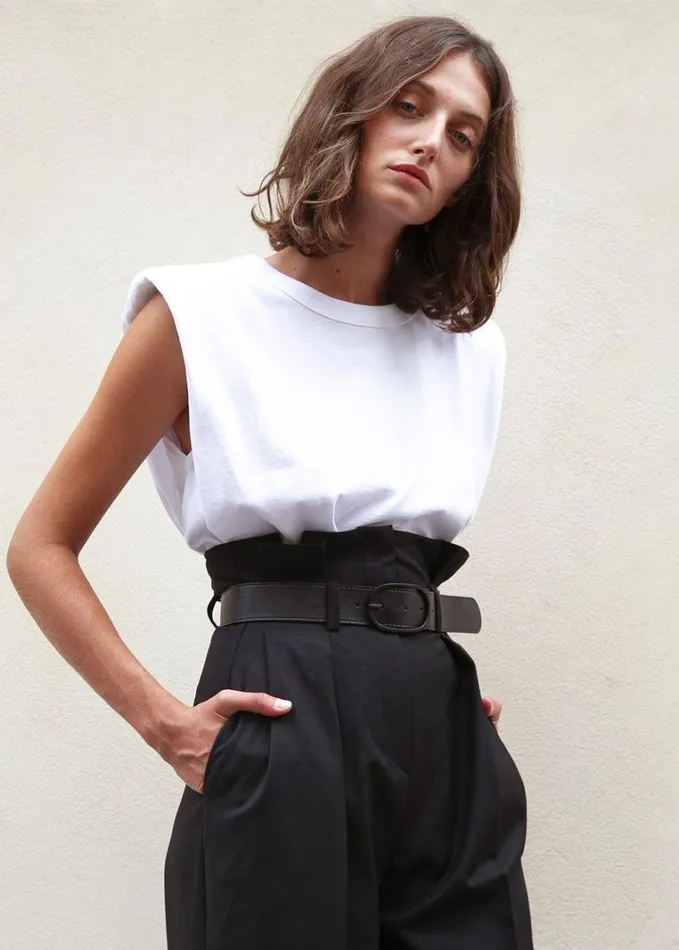 Clothing Women The Frankie Shop Eva Padded Shoulder Muscle TShirt 8211 White