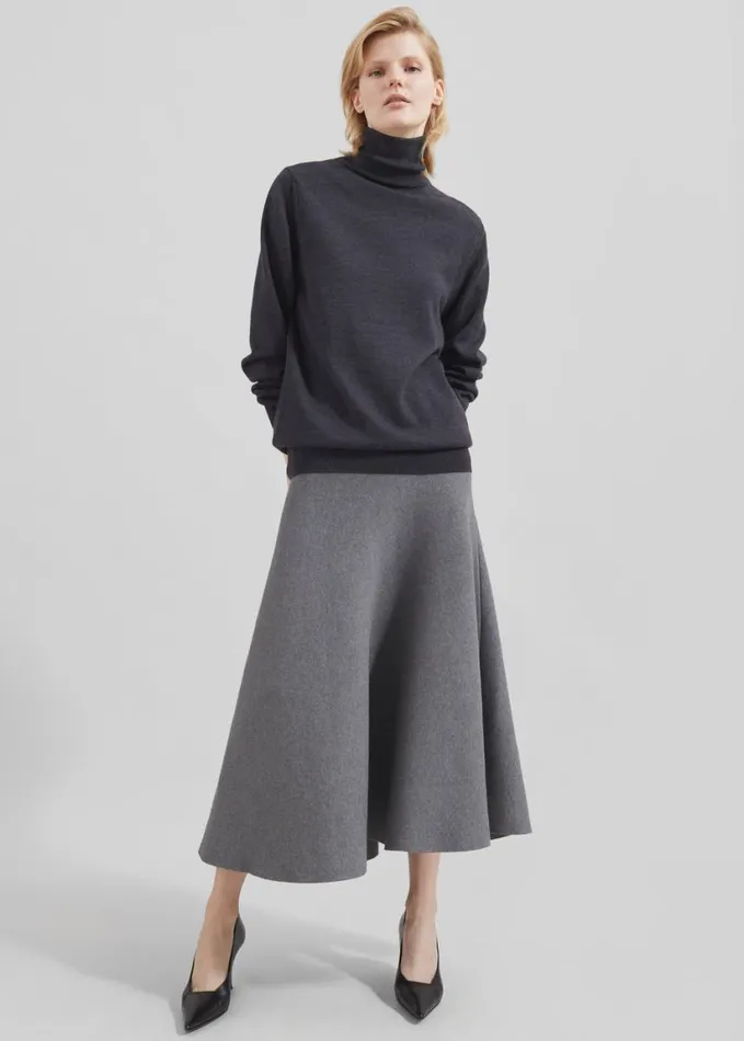 Clothing Women The Frankie Shop Eve Thin Turtleneck Sweater 8211 Dark Grey Melange