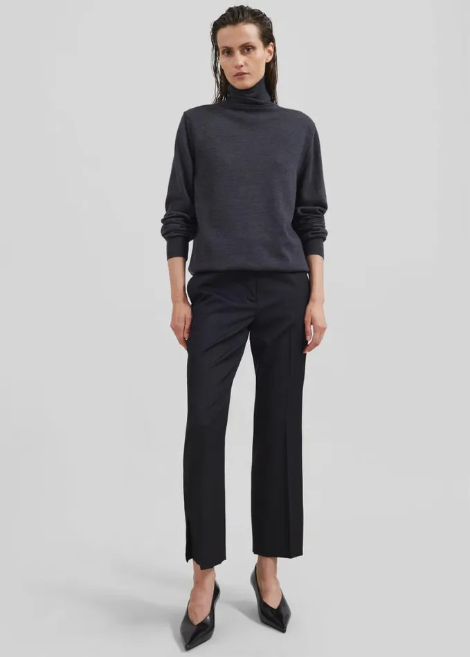 Clothing Women The Frankie Shop Eve Thin Turtleneck Sweater 8211 Dark Grey Melange