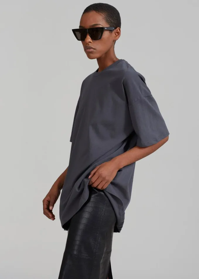 Clothing Women The Frankie Shop Faro Boxy Tee 8211 Charcoal
