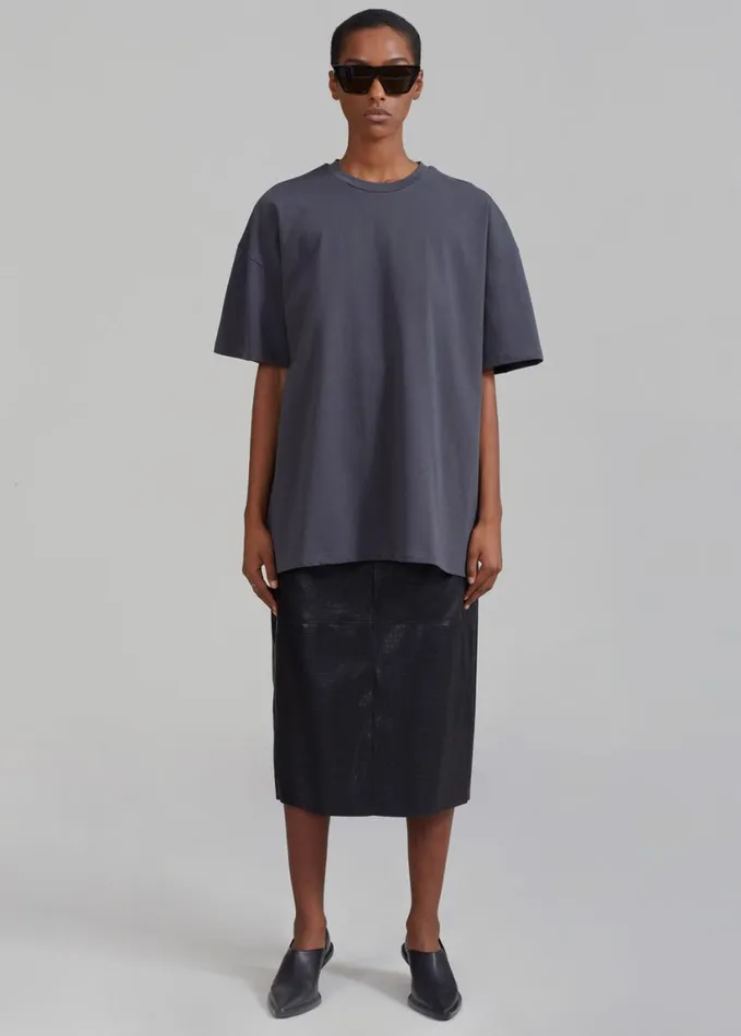 Clothing Women The Frankie Shop Faro Boxy Tee 8211 Charcoal