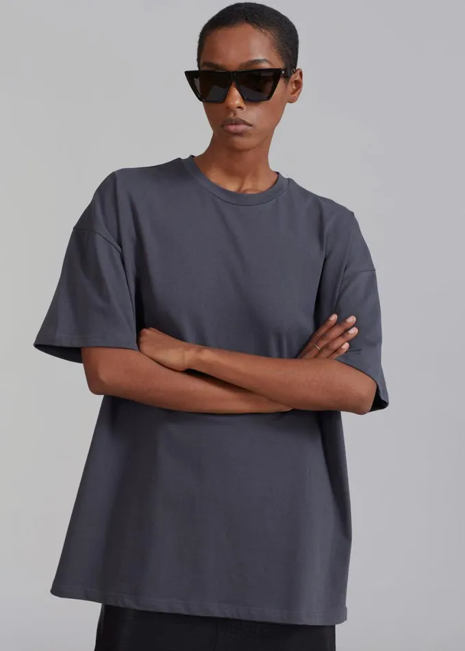 Clothing Women The Frankie Shop Faro Boxy Tee 8211 Charcoal