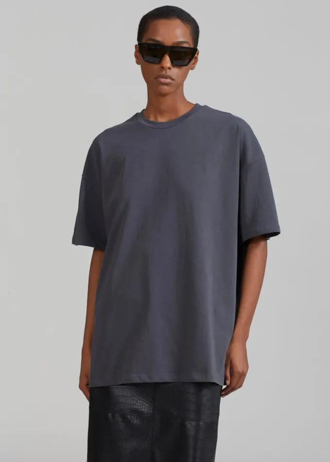 Clothing Women The Frankie Shop Faro Boxy Tee 8211 Charcoal