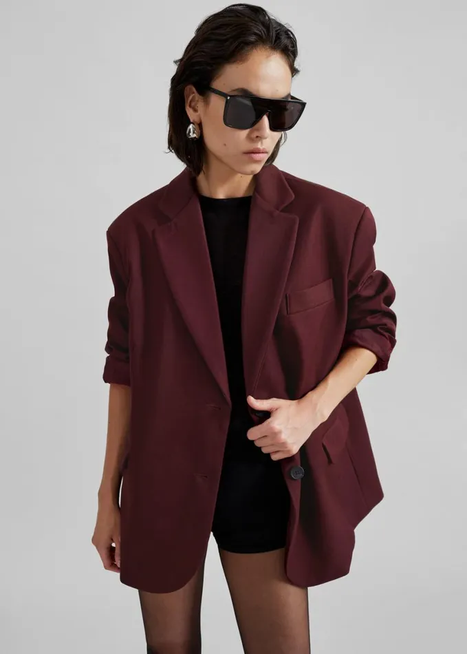 Clothing Women The Frankie Shop Frankie Oversized Boyfriend Blazer 8211 Burgundy