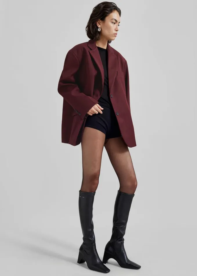 Clothing Women The Frankie Shop Frankie Oversized Boyfriend Blazer 8211 Burgundy