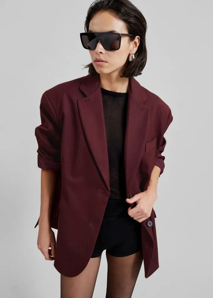 Clothing Women The Frankie Shop Frankie Oversized Boyfriend Blazer 8211 Burgundy