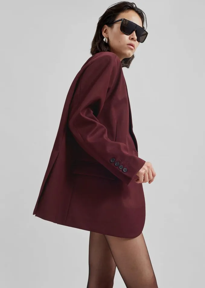 Clothing Women The Frankie Shop Frankie Oversized Boyfriend Blazer 8211 Burgundy