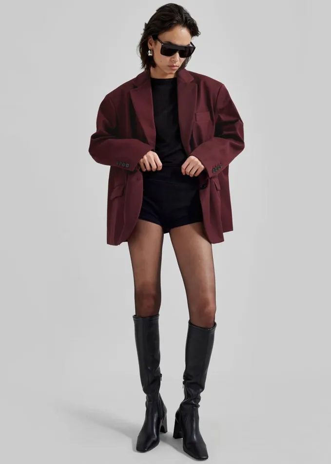Clothing Women The Frankie Shop Frankie Oversized Boyfriend Blazer 8211 Burgundy