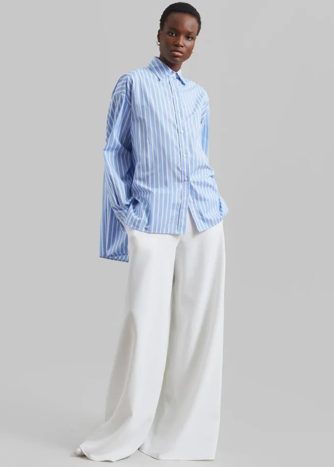 Clothing Women The Frankie Shop Georgia Boxy Shirt 8211 Sky BlueWhite Stripe