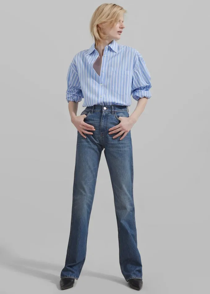 Clothing Women The Frankie Shop Georgia Boxy Shirt 8211 Sky BlueWhite Stripe