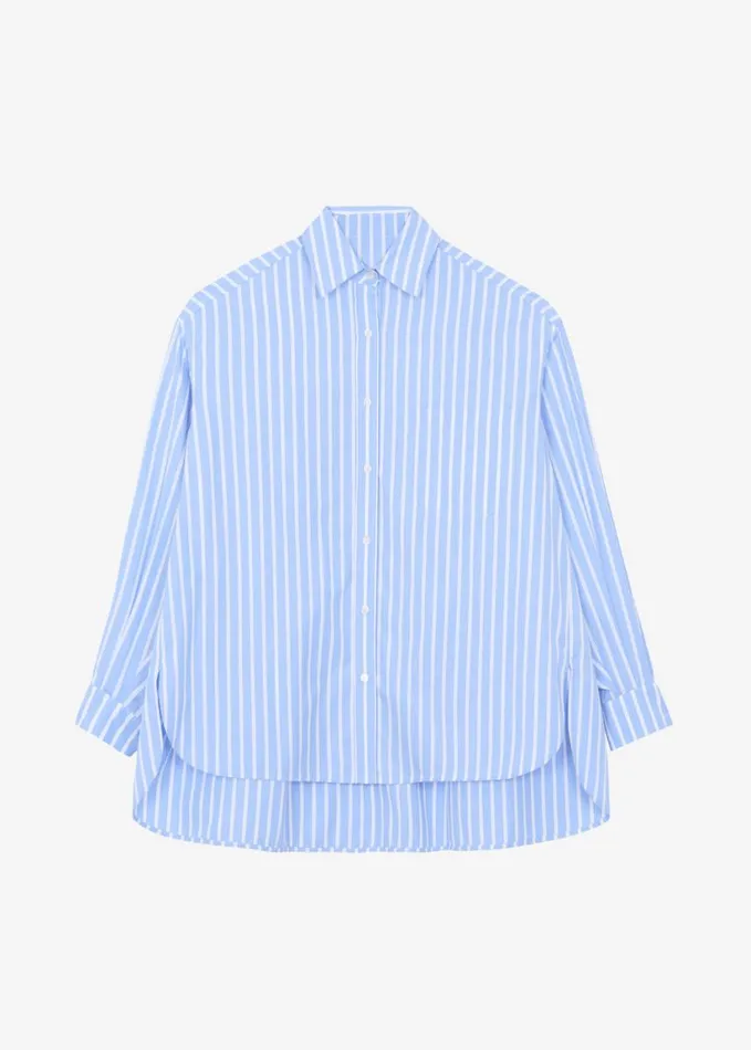 Clothing Women The Frankie Shop Georgia Boxy Shirt 8211 Sky BlueWhite Stripe