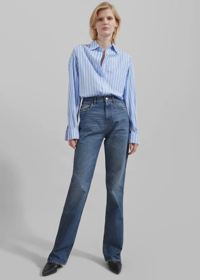 Clothing Women The Frankie Shop Georgia Boxy Shirt 8211 Sky BlueWhite Stripe