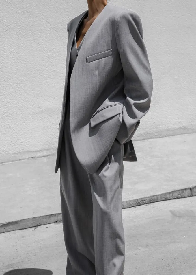 Clothing Women The Frankie Shop Gillian Collarless Blazer 8211 Grey
