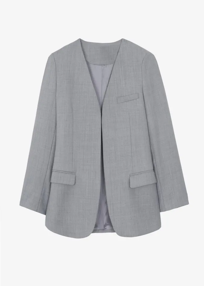 Clothing Women The Frankie Shop Gillian Collarless Blazer 8211 Grey