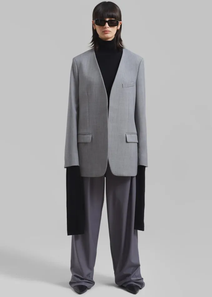 Clothing Women The Frankie Shop Gillian Collarless Blazer 8211 Grey