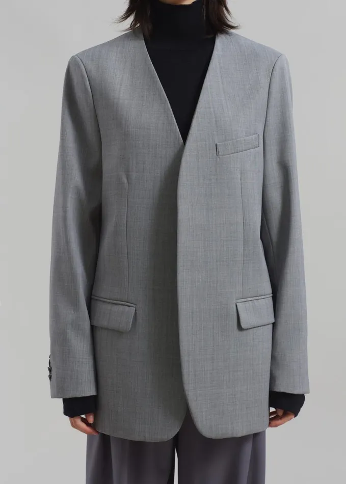 Clothing Women The Frankie Shop Gillian Collarless Blazer 8211 Grey