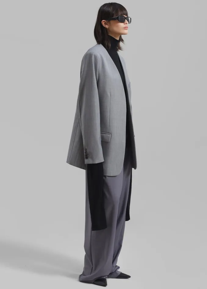 Clothing Women The Frankie Shop Gillian Collarless Blazer 8211 Grey