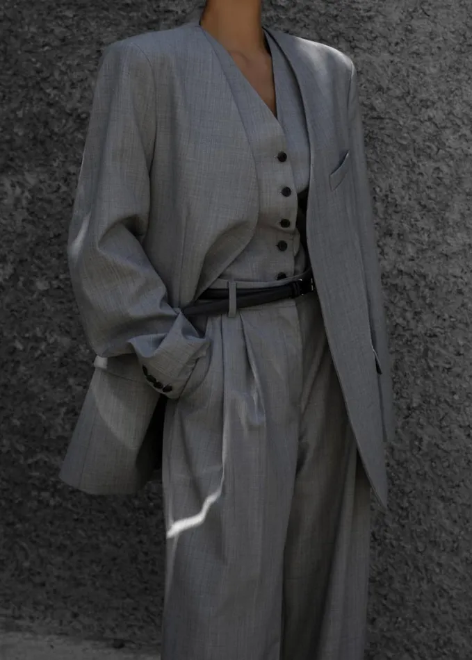 Clothing Women The Frankie Shop Gillian Collarless Blazer 8211 Grey