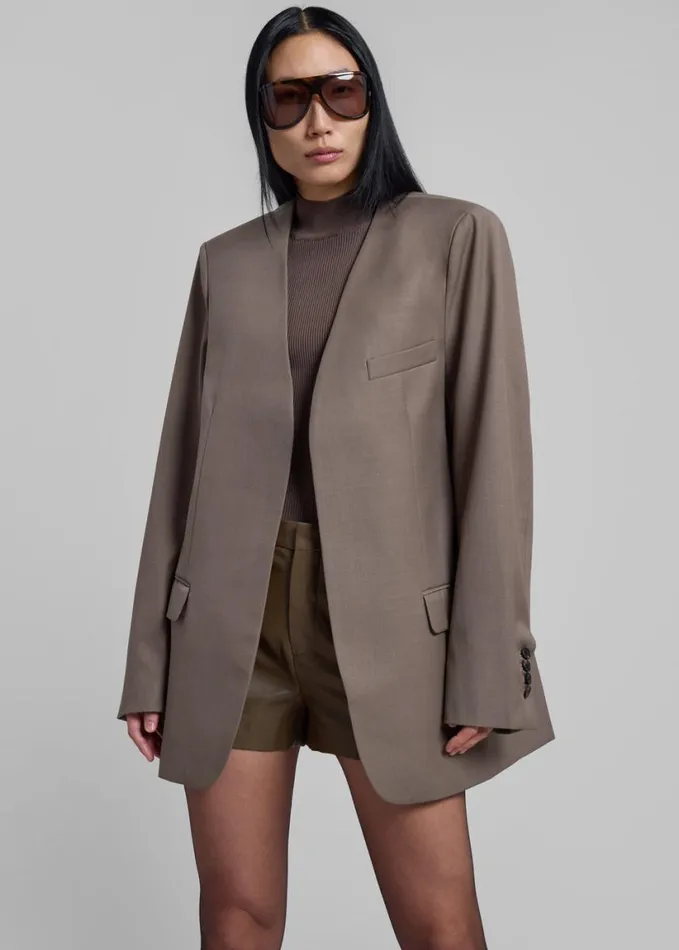 Clothing Women The Frankie Shop Gillian Collarless Blazer 8211 Taupe