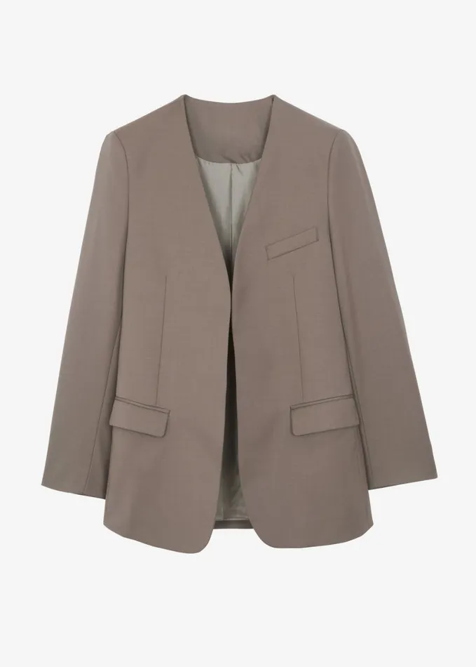 Clothing Women The Frankie Shop Gillian Collarless Blazer 8211 Taupe