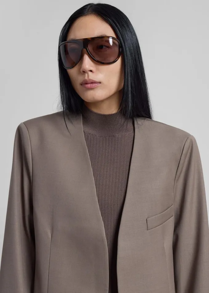 Clothing Women The Frankie Shop Gillian Collarless Blazer 8211 Taupe