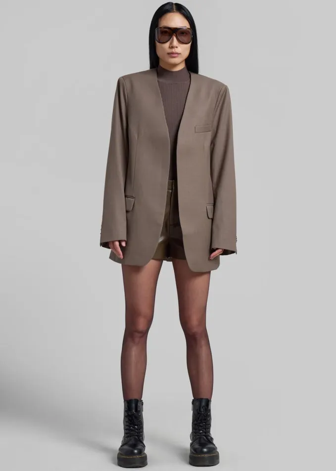 Clothing Women The Frankie Shop Gillian Collarless Blazer 8211 Taupe