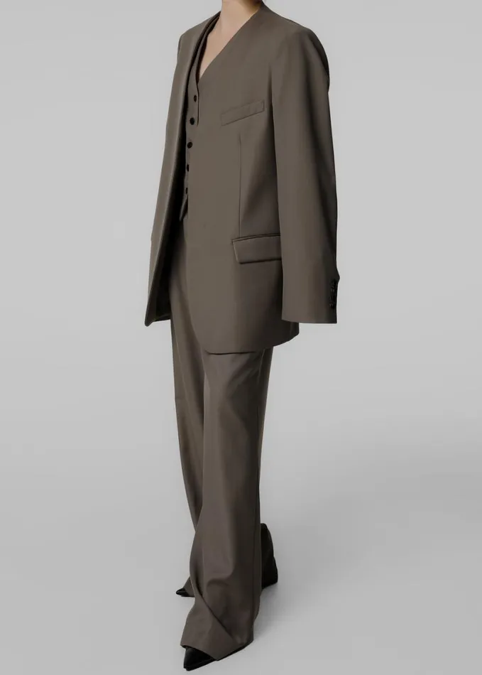 Clothing Women The Frankie Shop Gillian Collarless Blazer 8211 Taupe