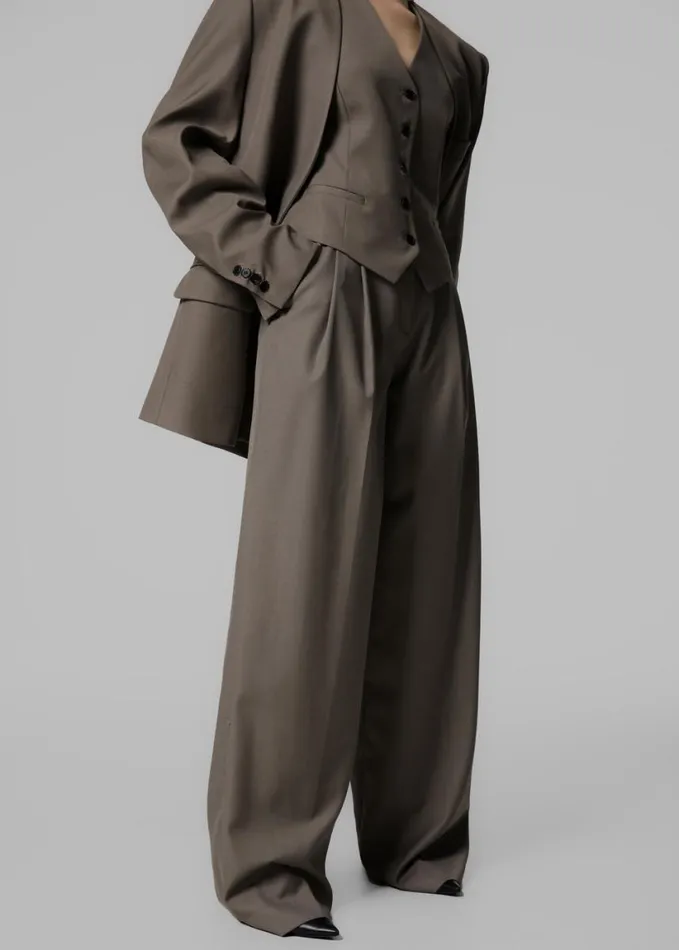 Clothing Women The Frankie Shop Gillian Collarless Blazer 8211 Taupe