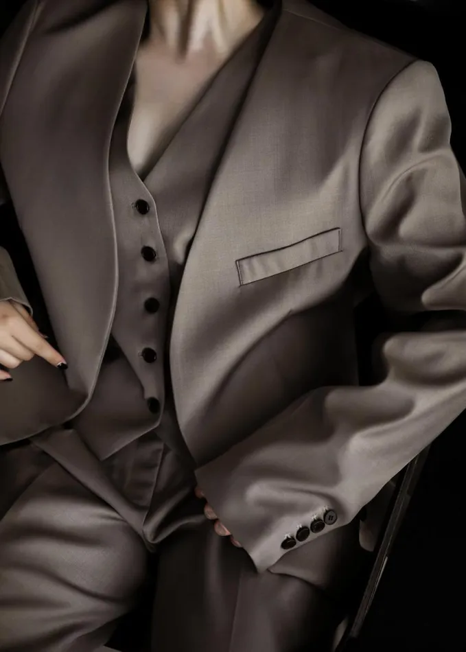 Clothing Women The Frankie Shop Gillian Collarless Blazer 8211 Taupe