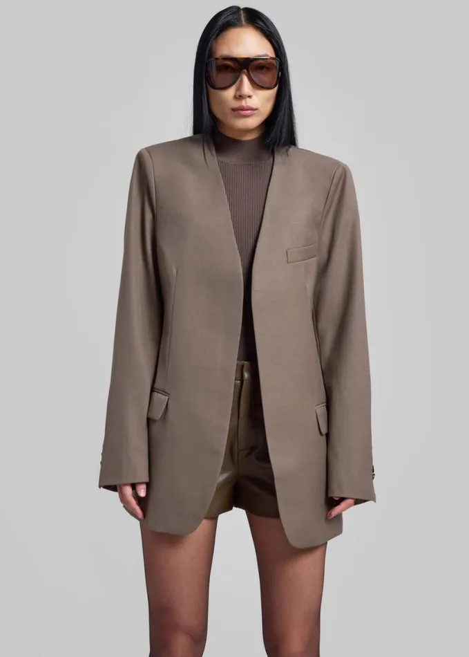 Clothing Women The Frankie Shop Gillian Collarless Blazer 8211 Taupe