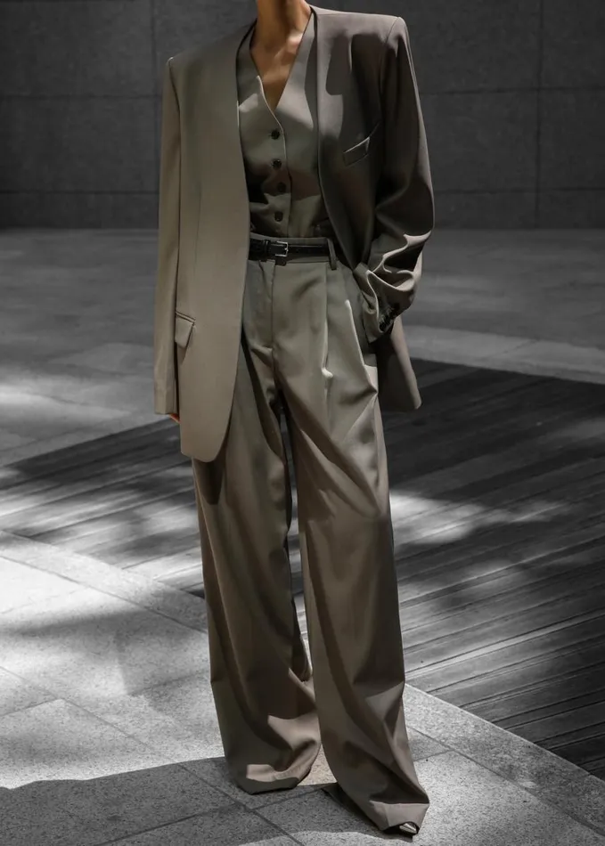 Clothing Women The Frankie Shop Gillian Collarless Blazer 8211 Taupe