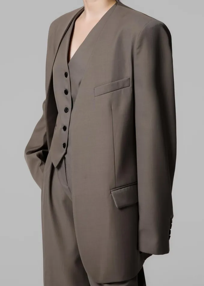 Clothing Women The Frankie Shop Gillian Collarless Blazer 8211 Taupe