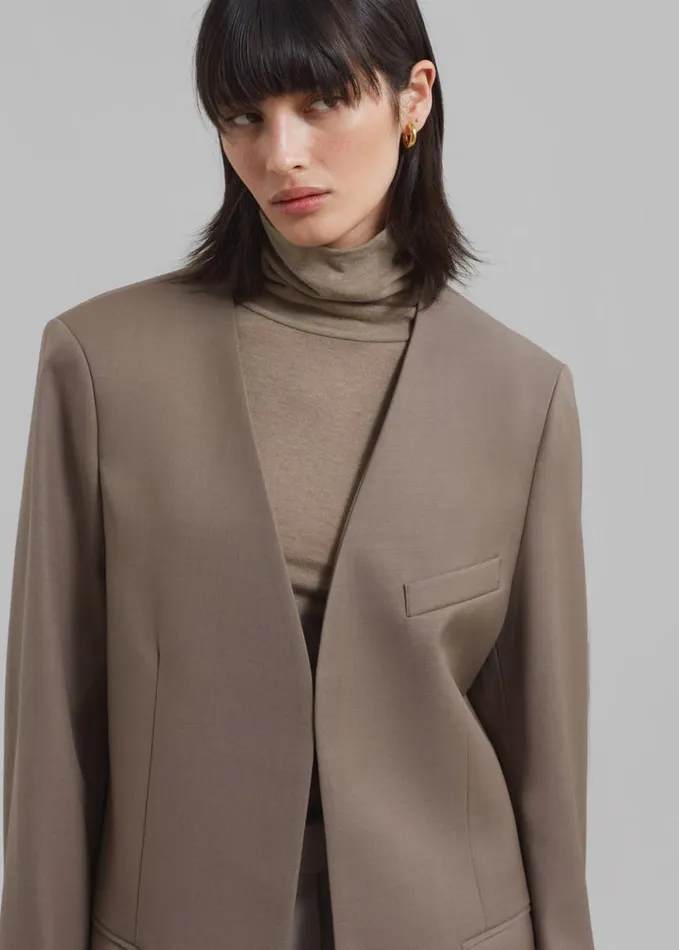 Clothing Women The Frankie Shop Gillian Collarless Blazer 8211 Taupe