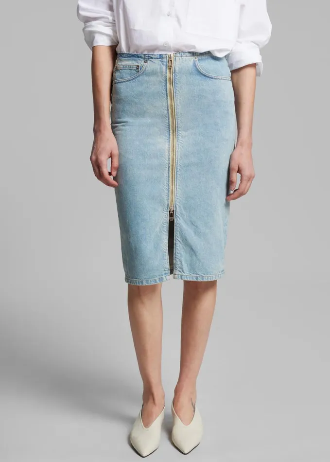 Clothing Women The Frankie Shop Haikure Tiger Skirt 8211 Bleach Blue