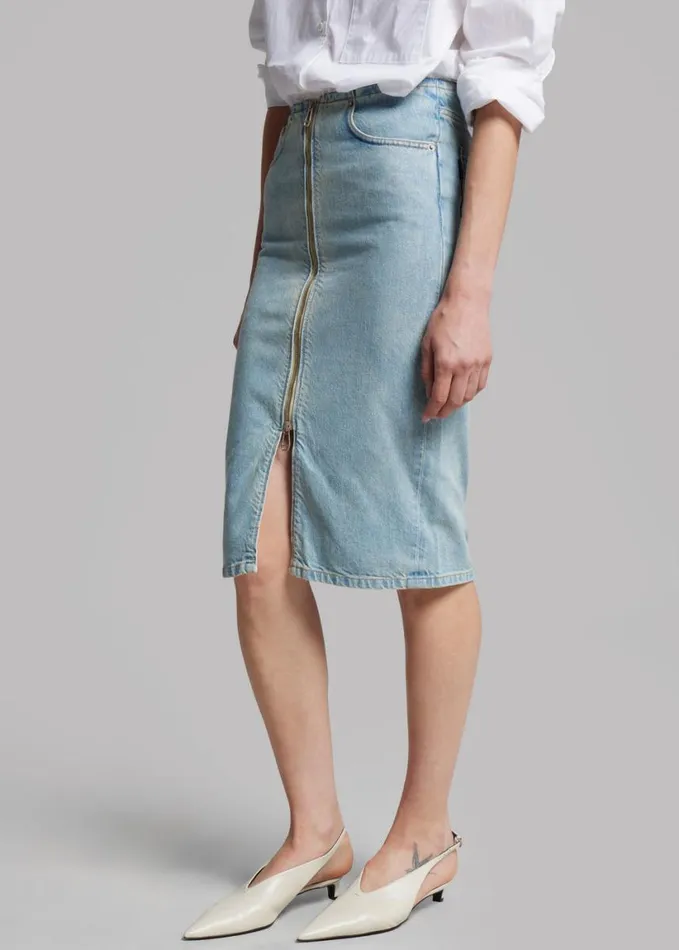 Clothing Women The Frankie Shop Haikure Tiger Skirt 8211 Bleach Blue
