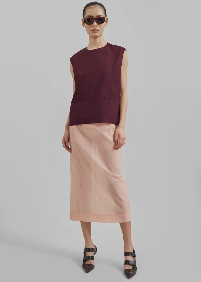 Clothing Women The Frankie Shop Heidi Semi Sheer Midi Skirt 8211 Pink